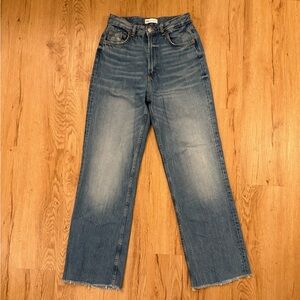 ZARA High Waisted Raw Edge Wide Leg Jeans